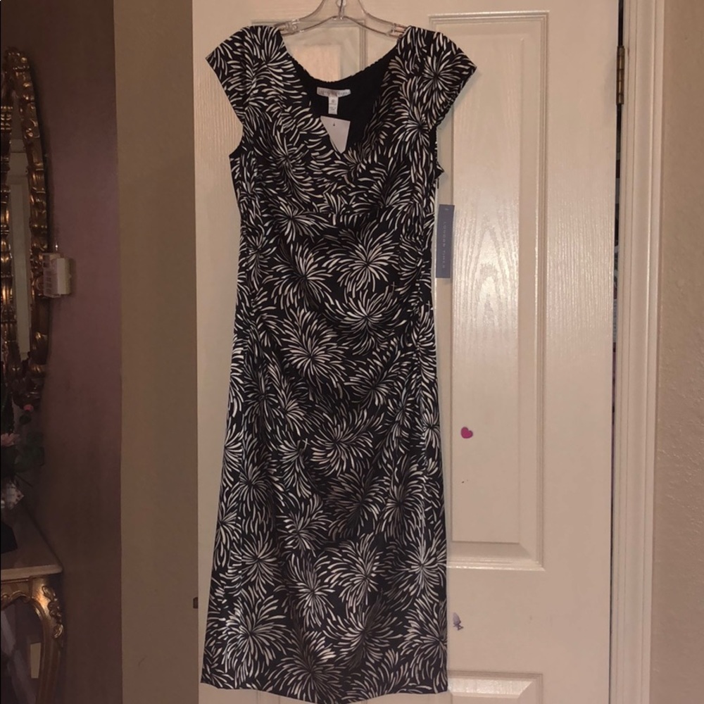 White and black satin dress